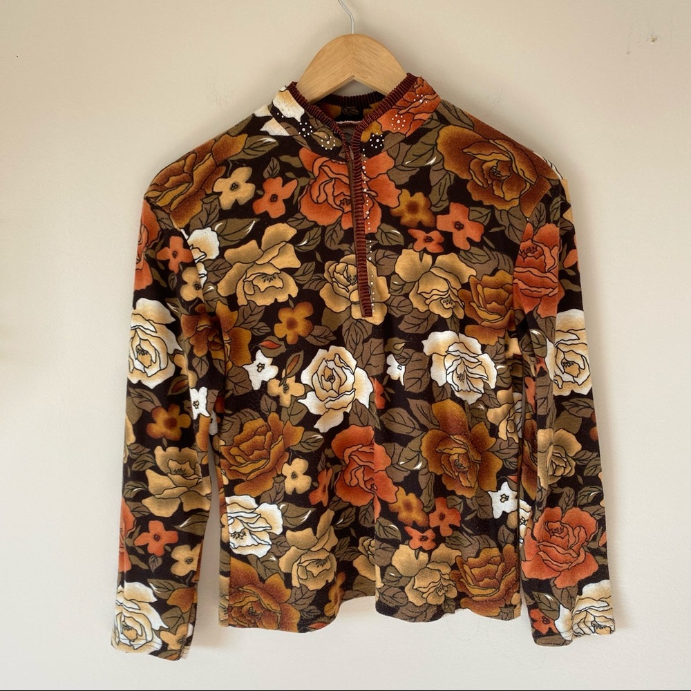 Vintage High Neck Floral Top